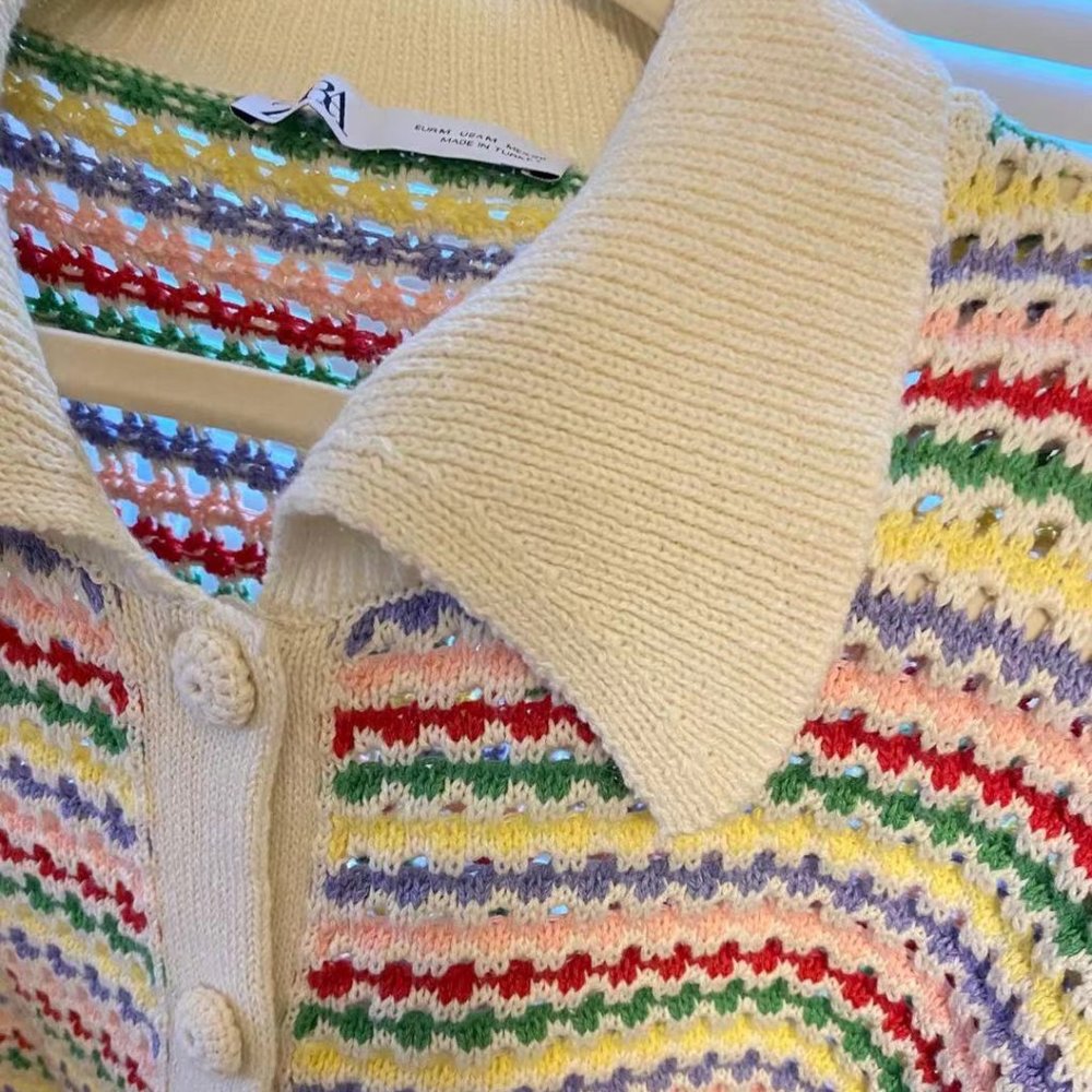 zara knit rainbow striped cardigan